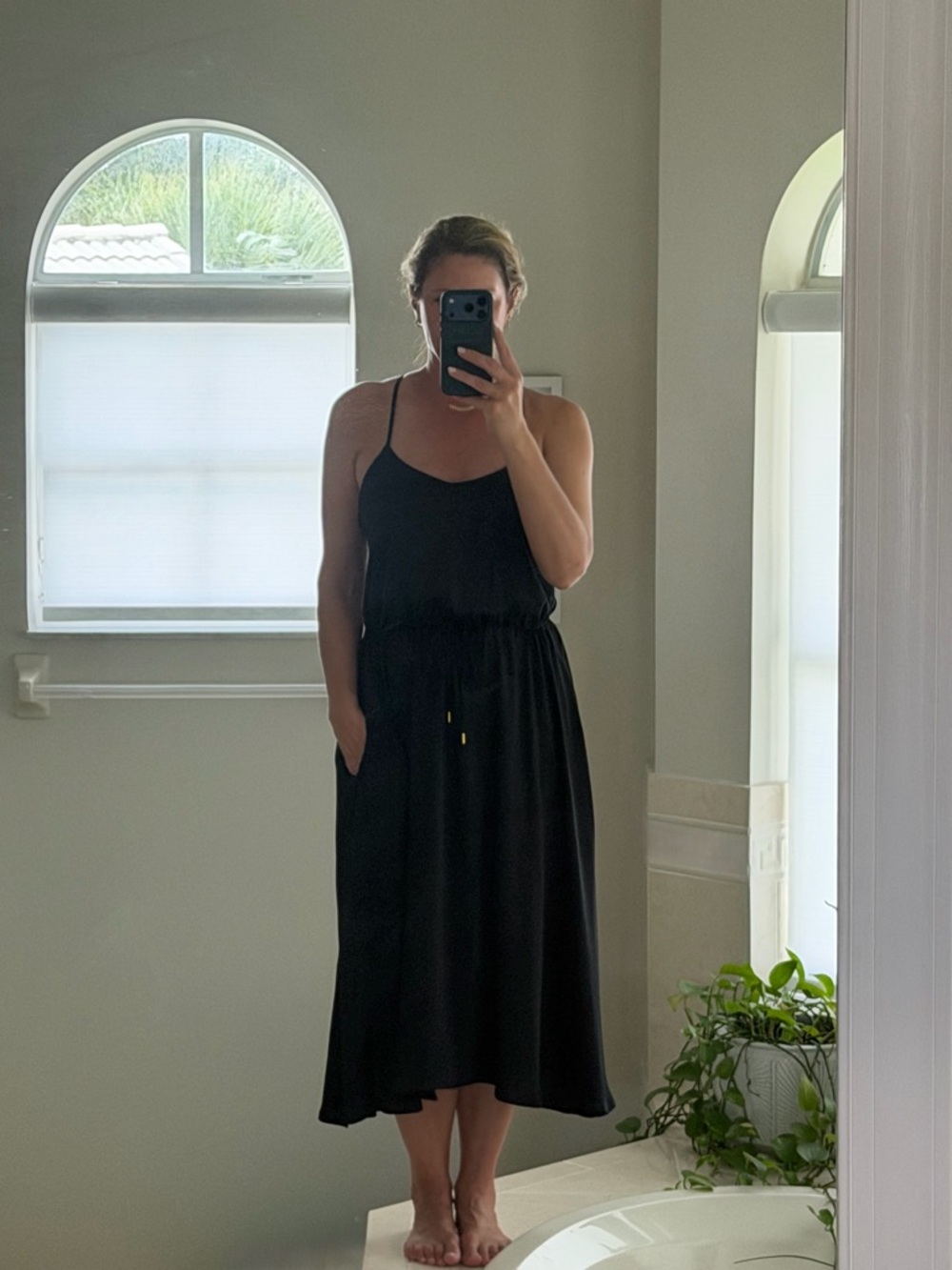 Banana Republic Black Spaghetti-Strap Midi Dress